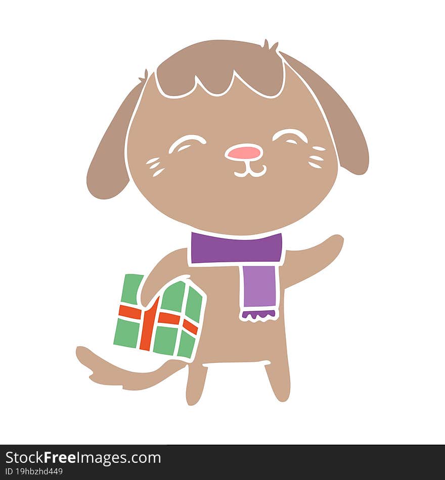 happy flat color style cartoon dog