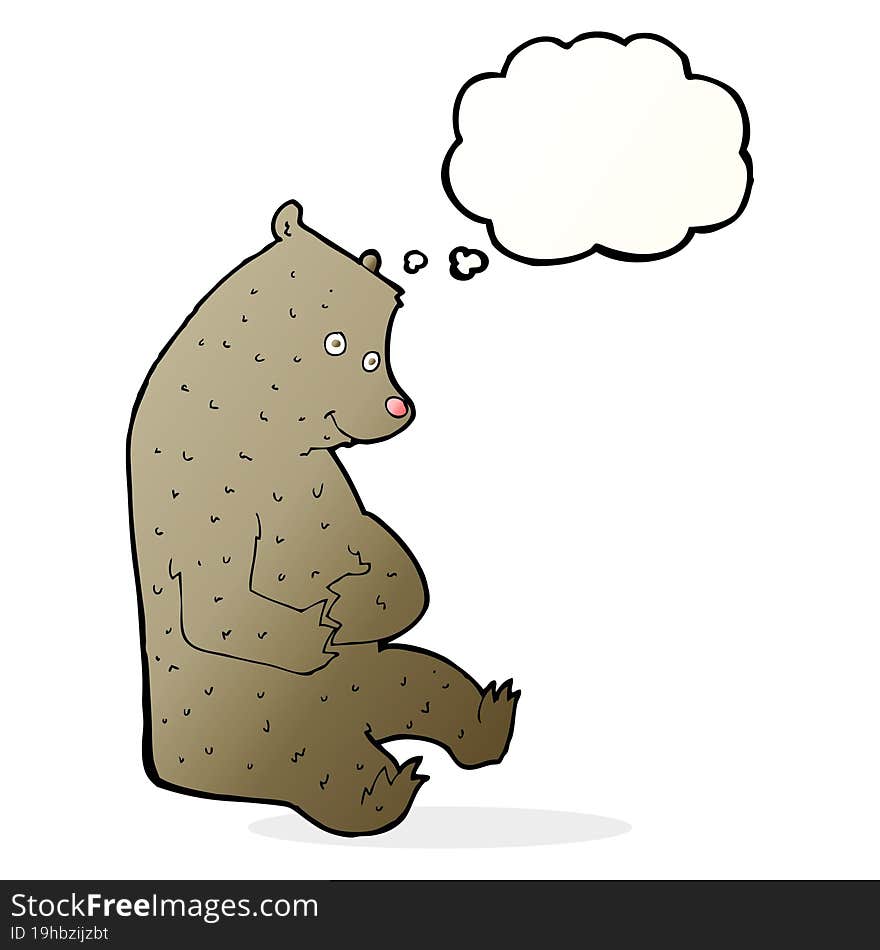 Cartoon Happy Bear With Thought Bubble