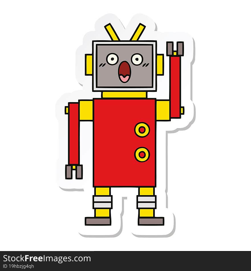 sticker of a cute cartoon robot