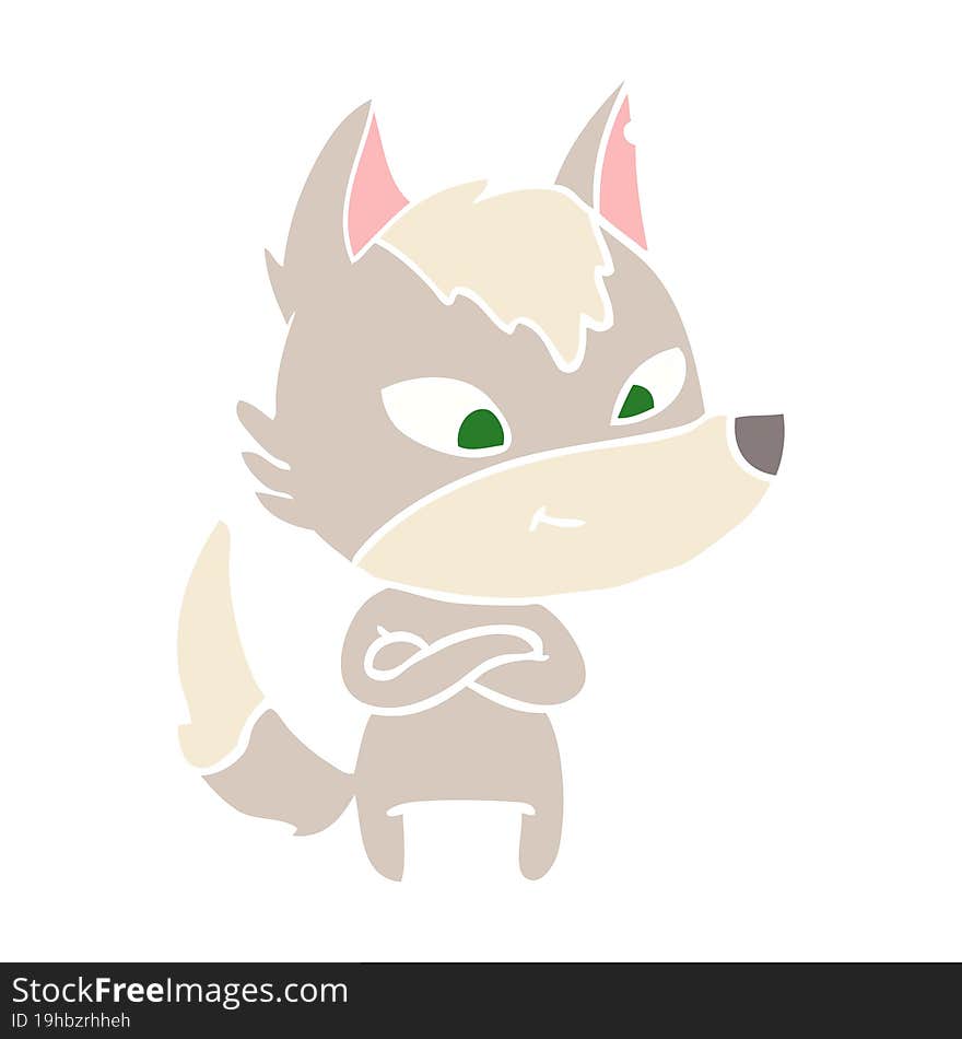 friendly flat color style cartoon wolf