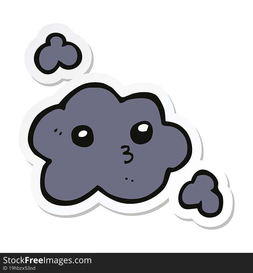 sticker of a cute cartoon cloud