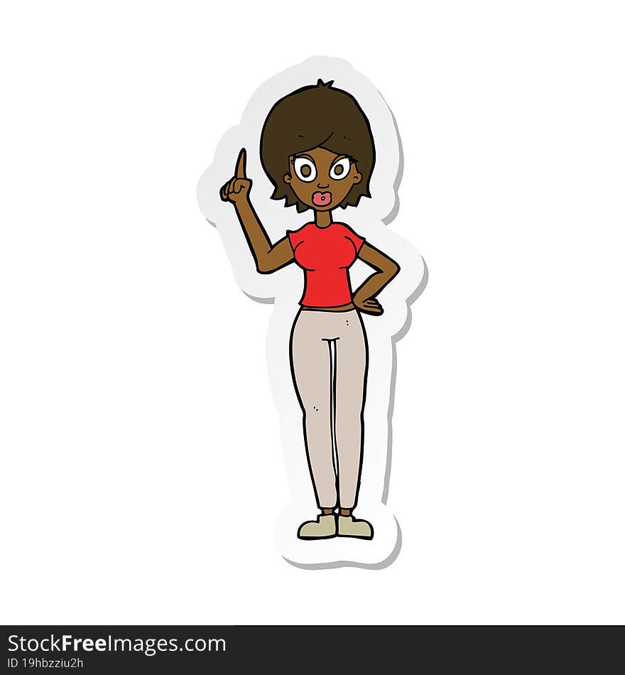 sticker of a cartoon woman explaining her point