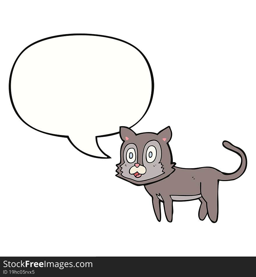 happy cartoon cat and speech bubble