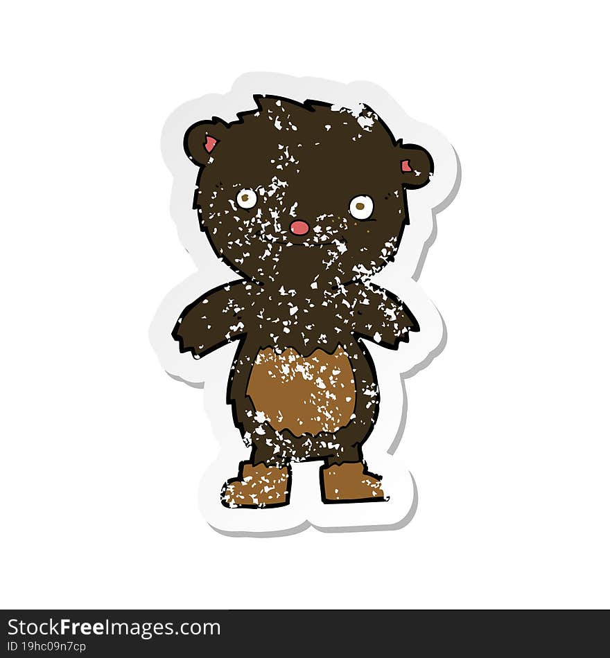 retro distressed sticker of a cartoon teddy black bear wearing boots