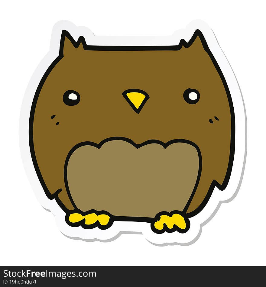 sticker of a cute cartoon owl