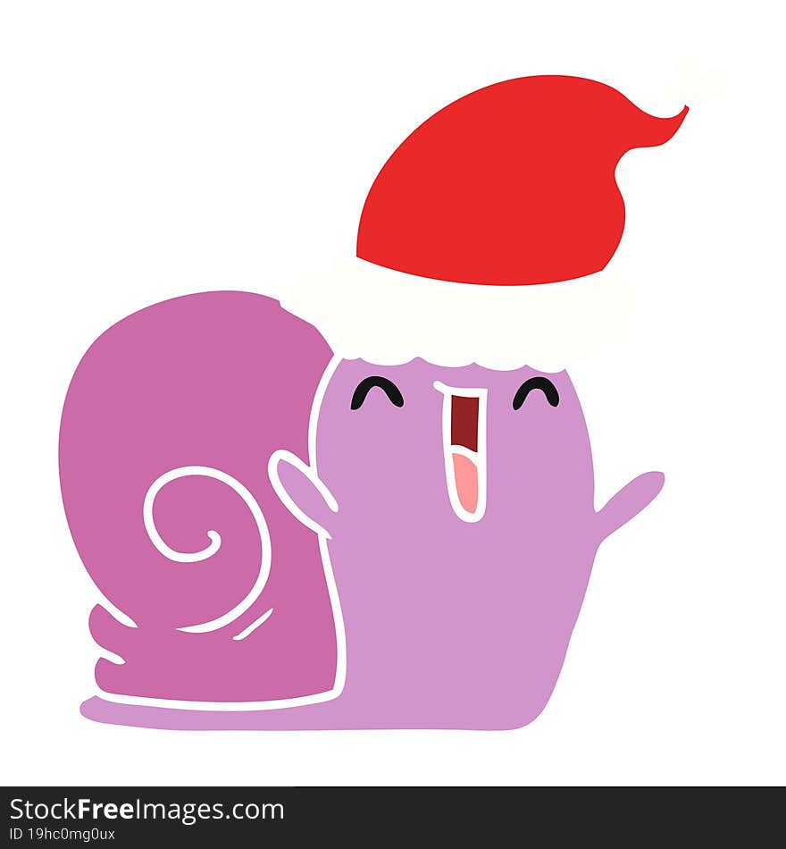 hand drawn christmas cartoon of kawaii snail