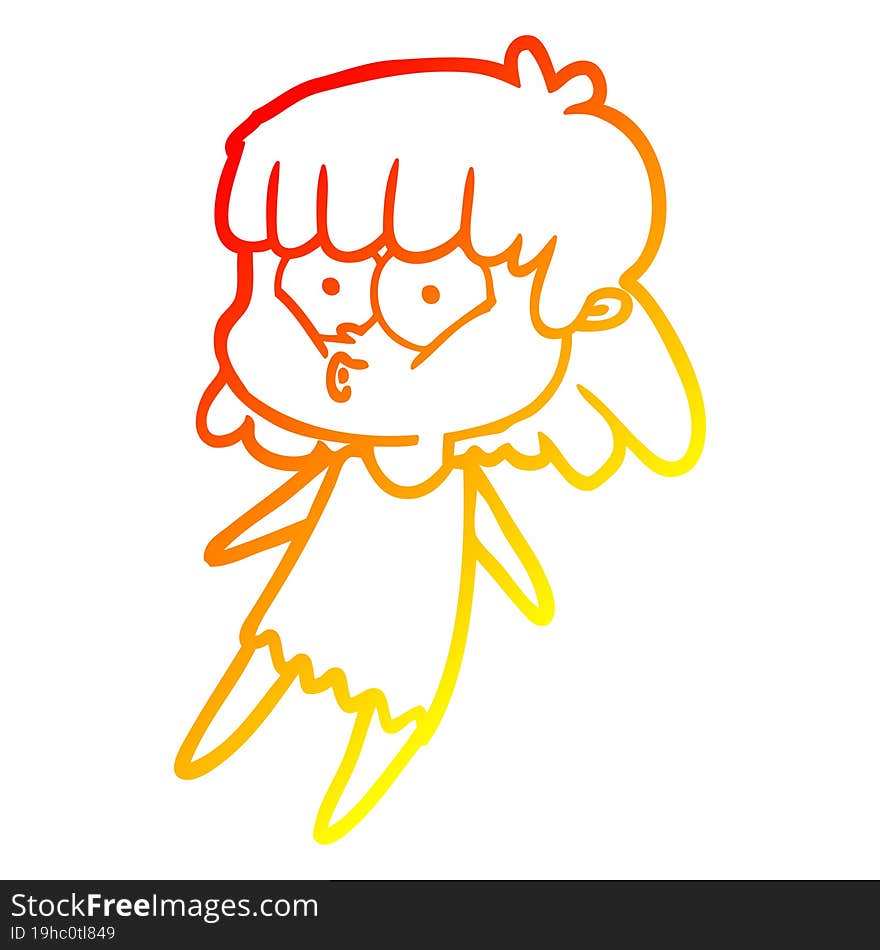 warm gradient line drawing cartoon whistling girl