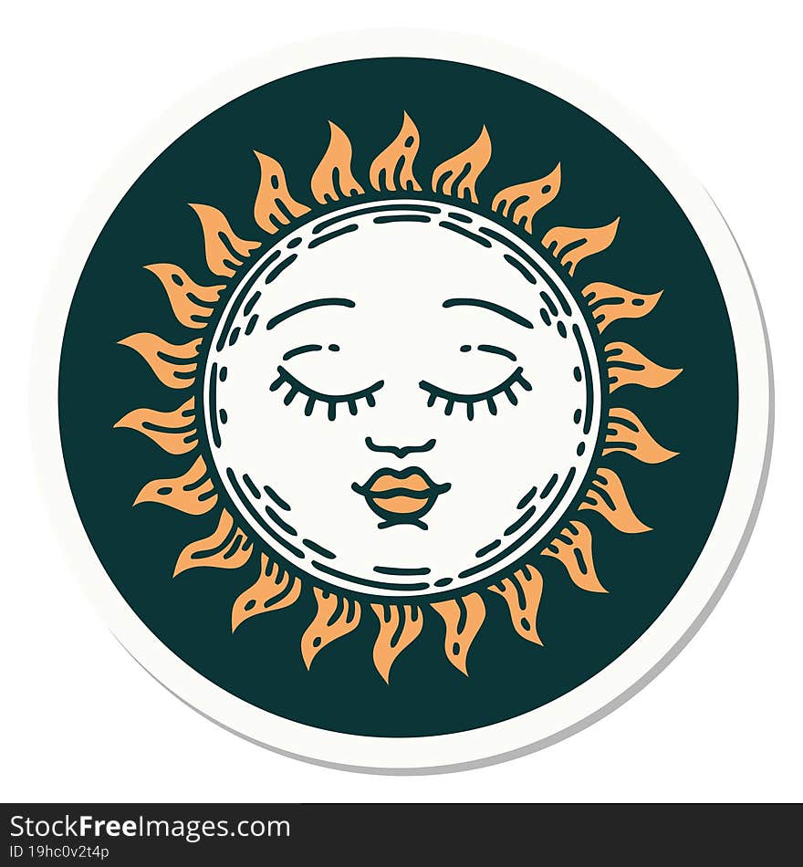 tattoo style sticker of a sun