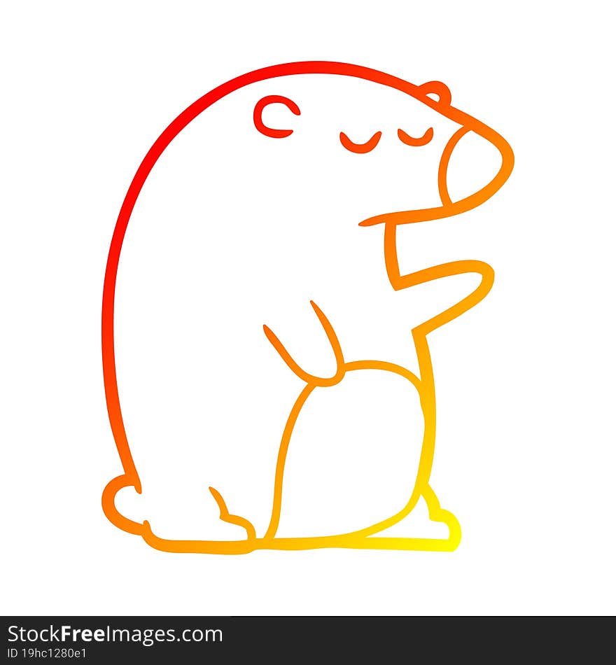 warm gradient line drawing Cartoon bear