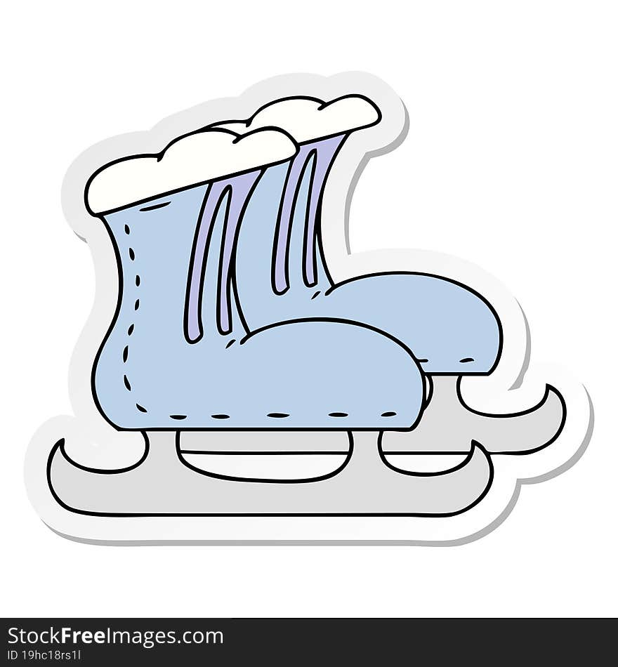 sticker cartoon doodle ice skate boots