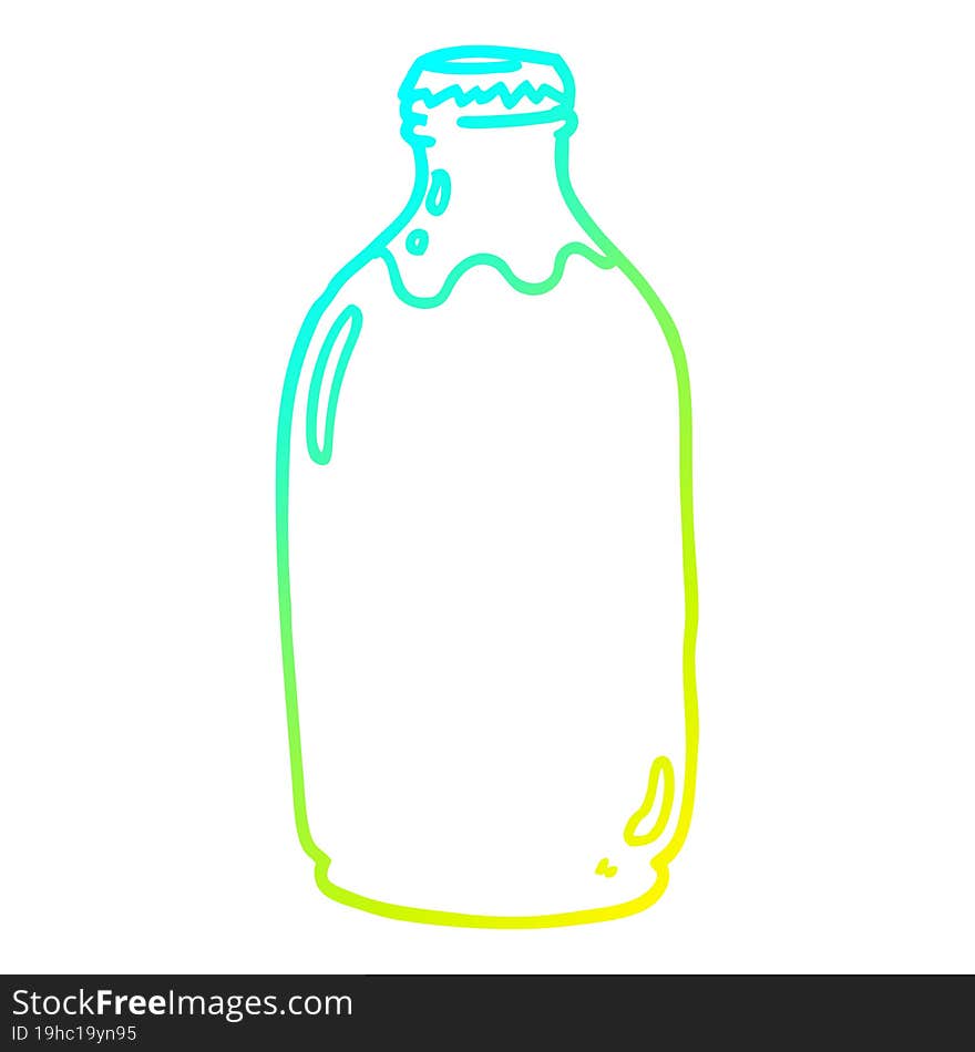 cold gradient line drawing of a cartoon milk bottle