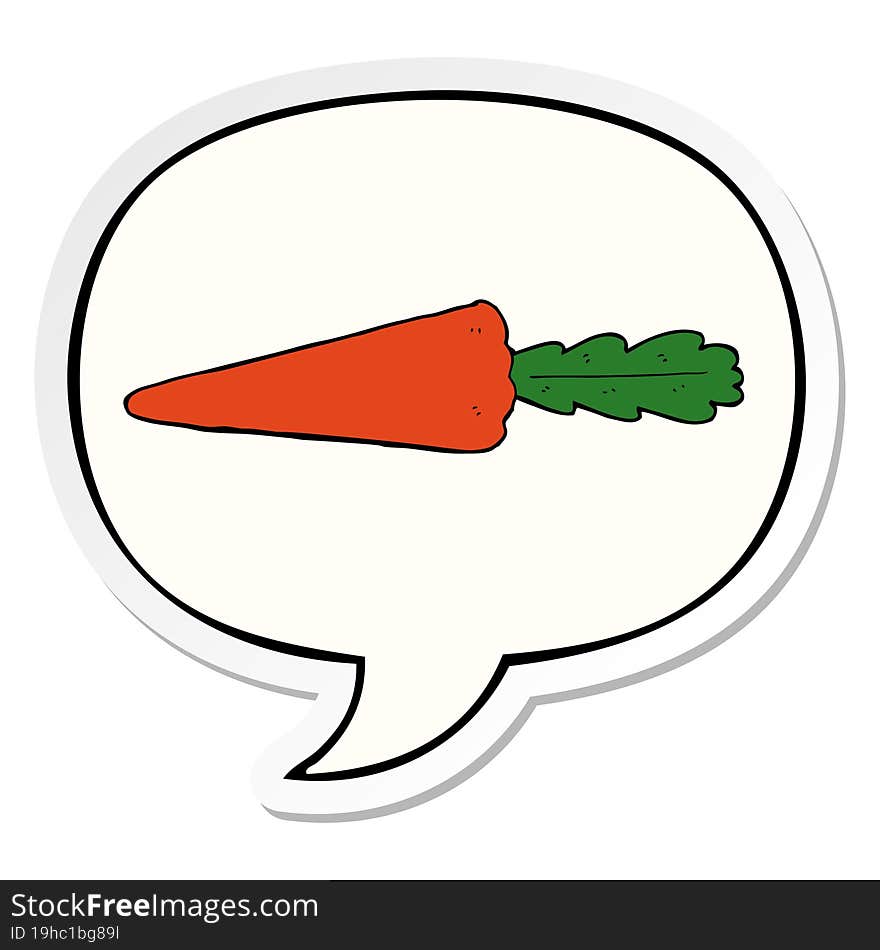 cartoon carrot with speech bubble sticker. cartoon carrot with speech bubble sticker