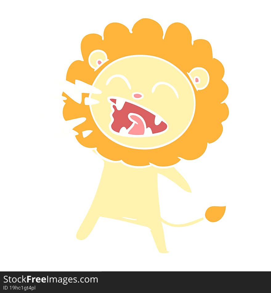 flat color style cartoon roaring lion