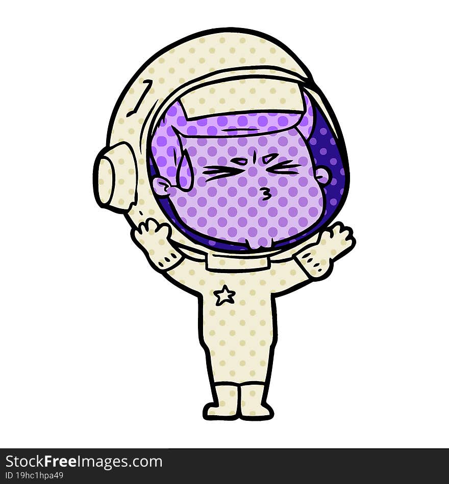 cartoon stressed astronaut. cartoon stressed astronaut