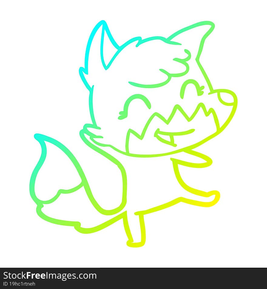 cold gradient line drawing happy cartoon fox