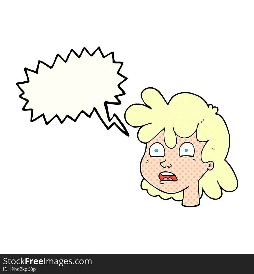 comic book speech bubble cartoon female face