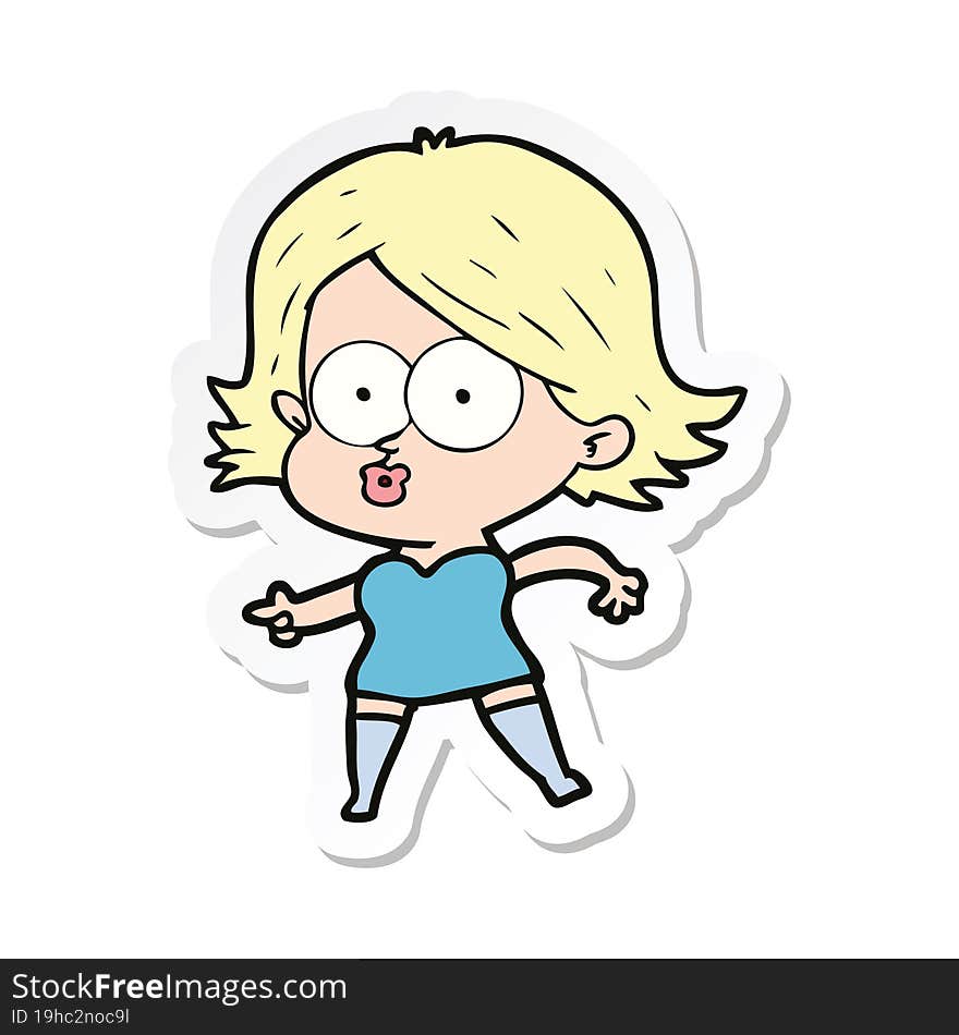 Sticker Of A Cartoon Girl Pouting