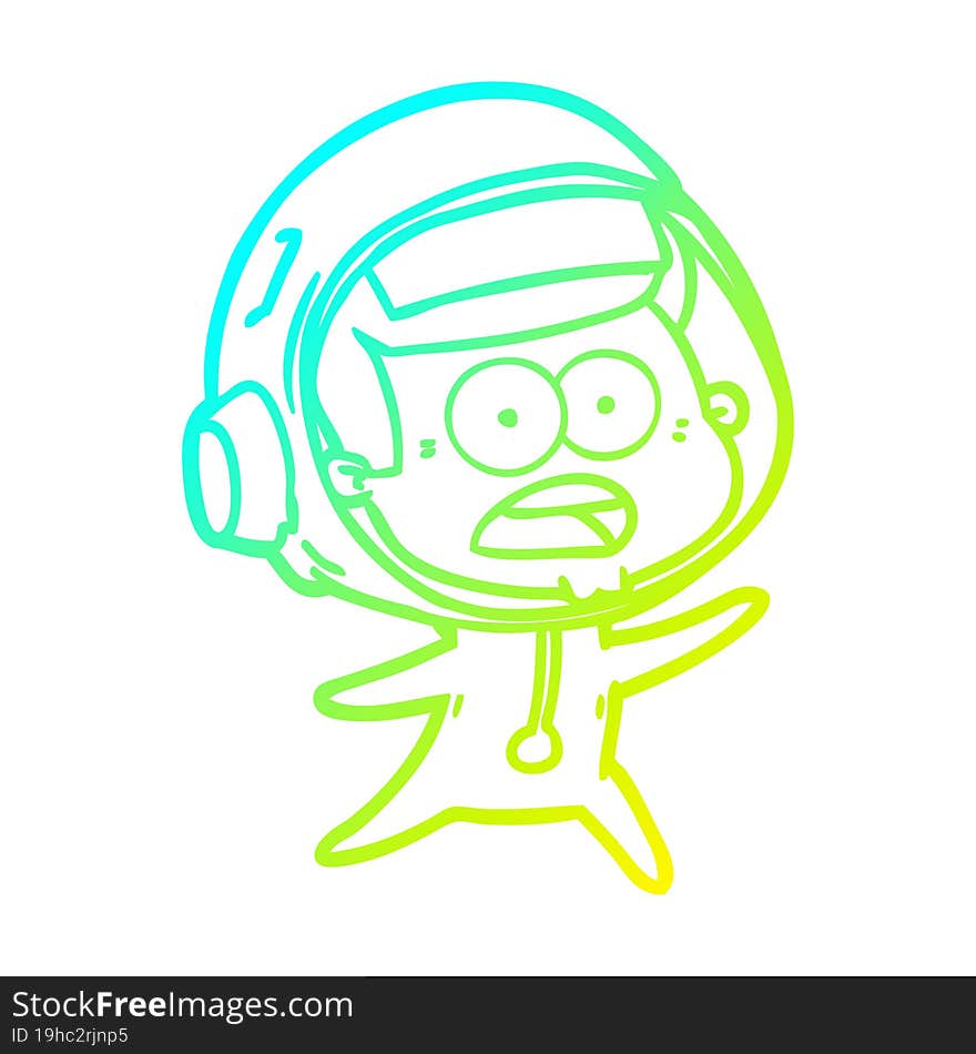 cold gradient line drawing cartoon surprised astronaut