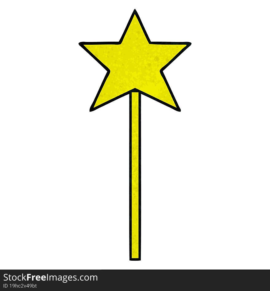 Retro Grunge Texture Cartoon Star Wand