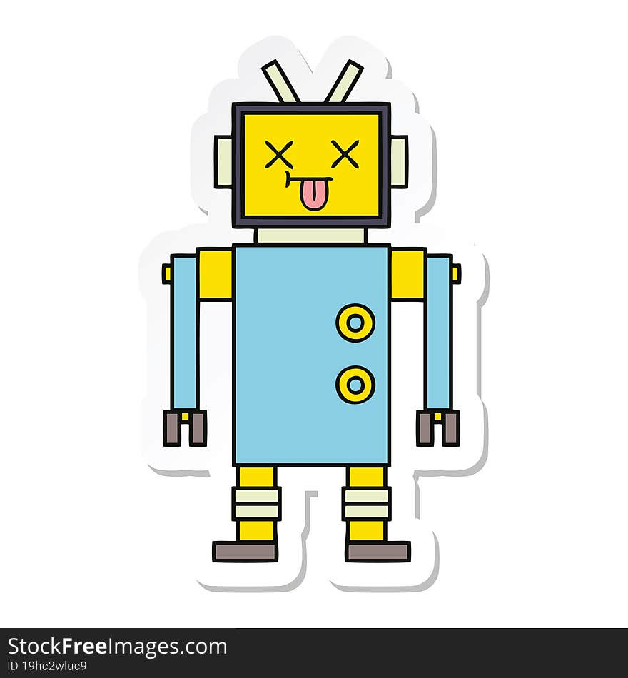 sticker of a cute cartoon robot