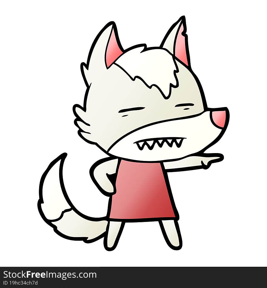 cartoon wolf showing teeth. cartoon wolf showing teeth