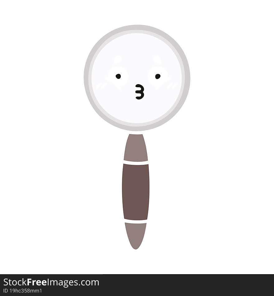 flat color retro cartoon magnifying glass