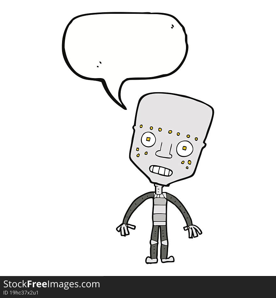 Cartoon Robot With Speech Bubble