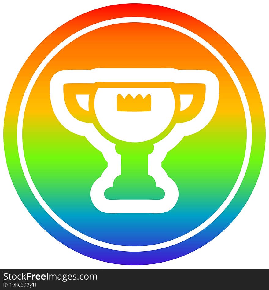 trophy award circular in rainbow spectrum