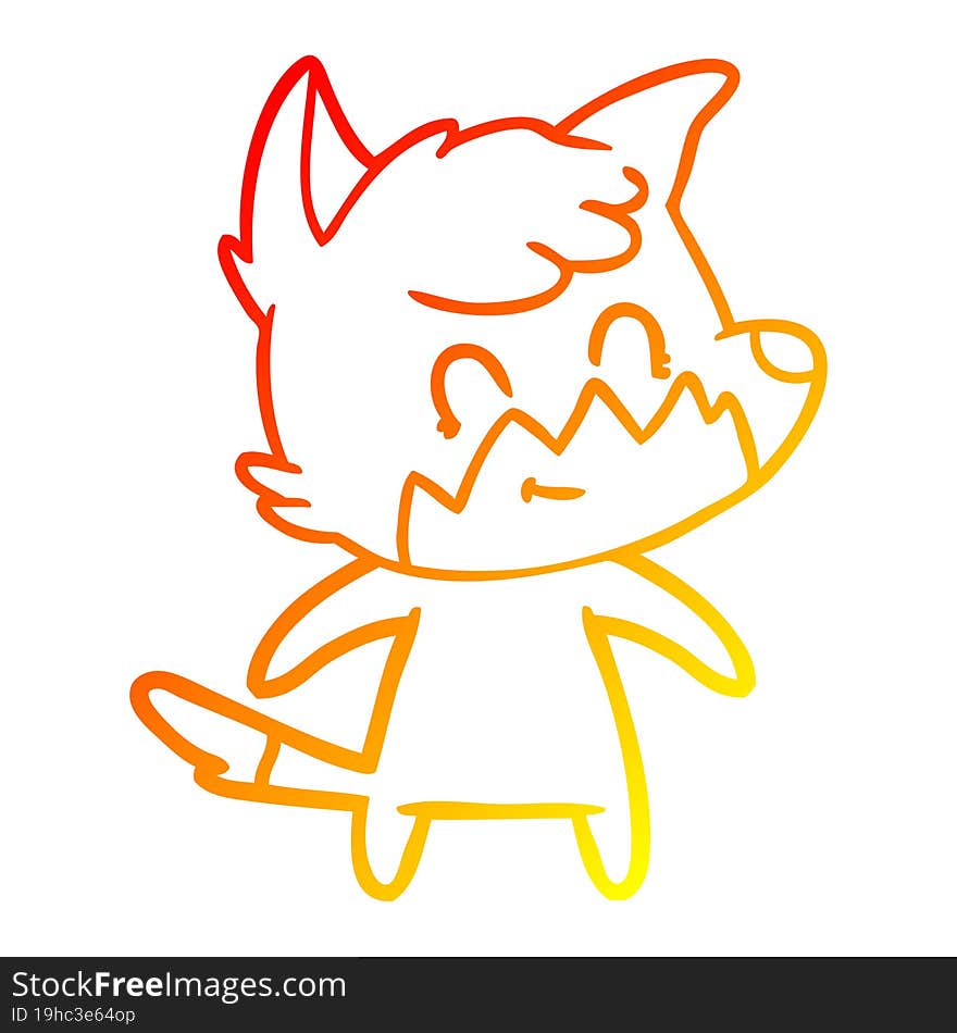 warm gradient line drawing cartoon friendly fox