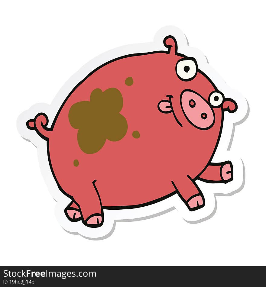 Sticker Of A Cartoon Pig