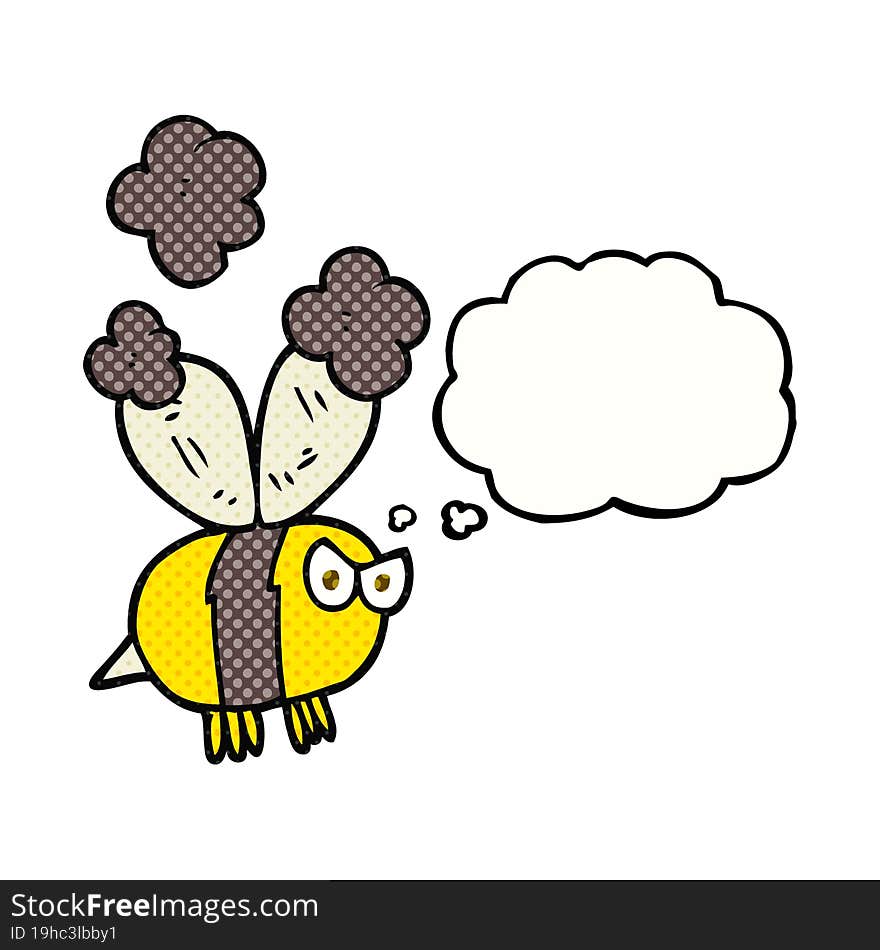 freehand drawn thought bubble cartoon angry bee