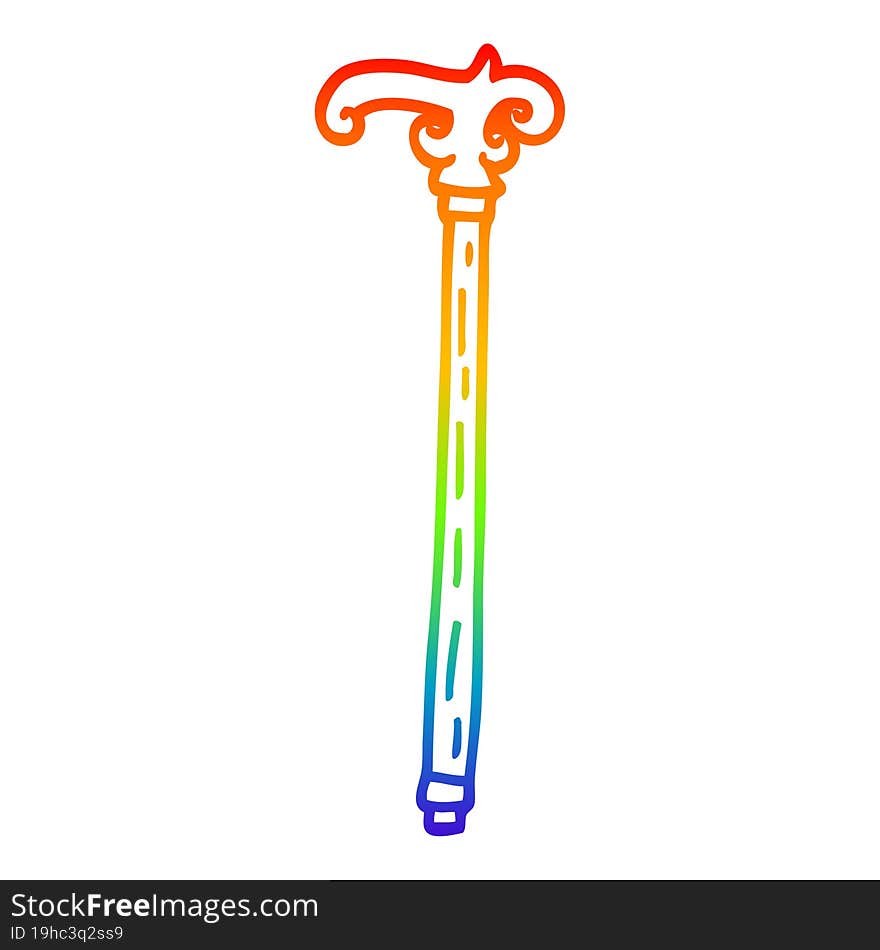 rainbow gradient line drawing cartoon walking stick