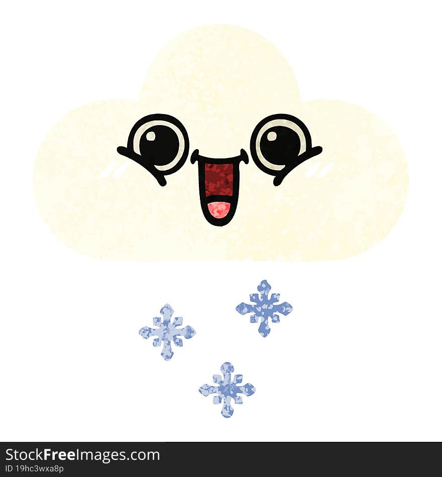 Retro Illustration Style Cartoon Snow Cloud