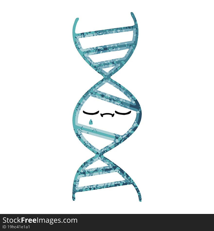 retro illustration style cartoon DNA strand