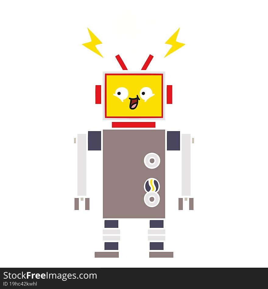 flat color retro cartoon of a robot