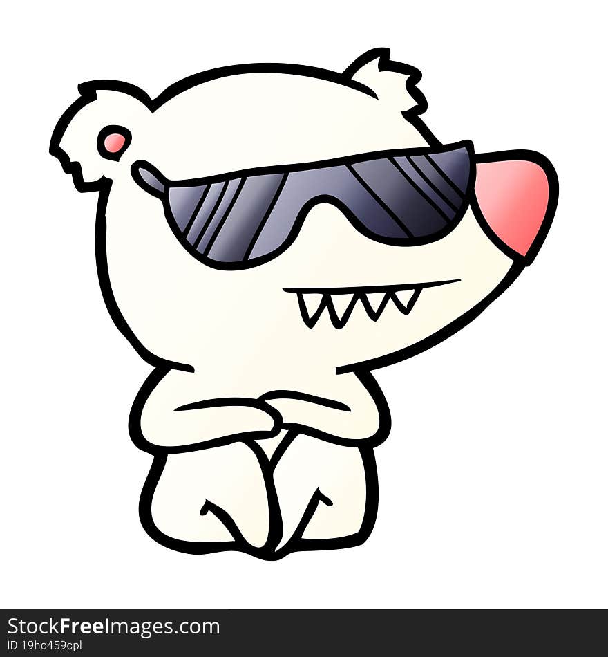 cool polar bear cartoon sitting. cool polar bear cartoon sitting