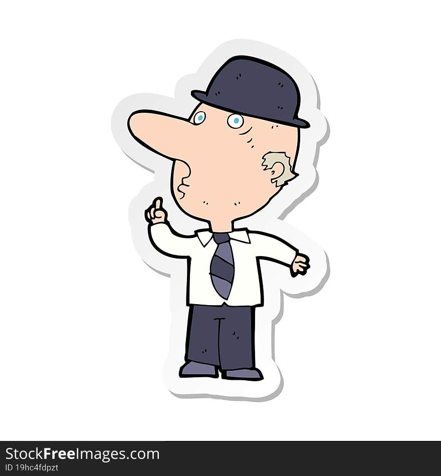 sticker of a cartoon man wearing bowler hat