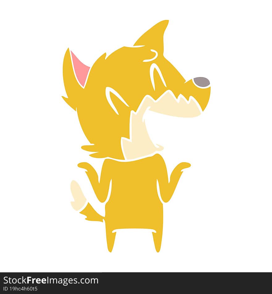 laughing fox flat color style cartoon