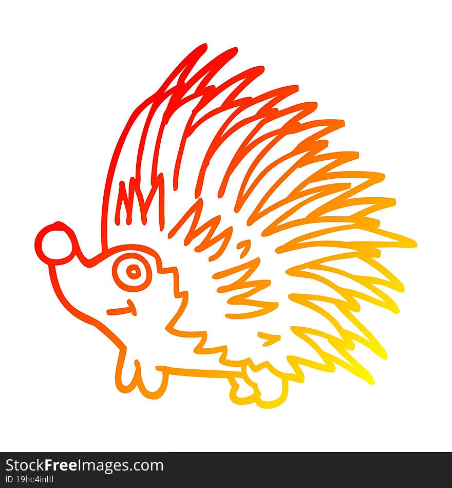 warm gradient line drawing cartoon spiky hedgehog