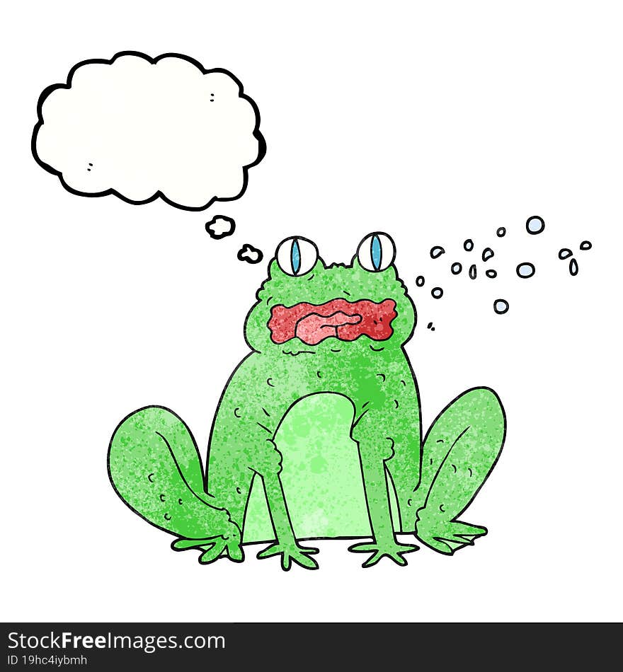 thought bubble textured cartoon burping frog