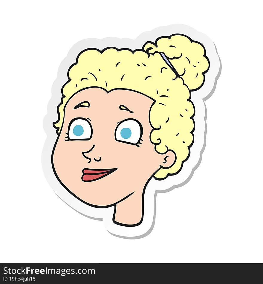 sticker of a cartoon female face