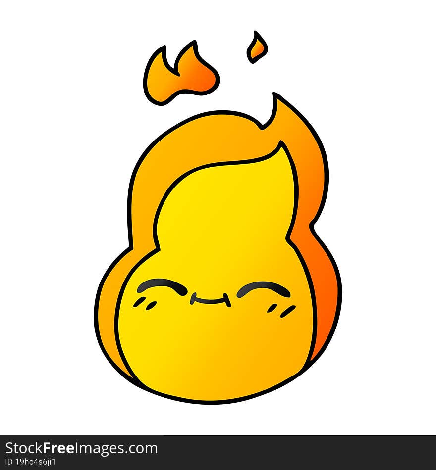 gradient cartoon of cute kawaii fire flame