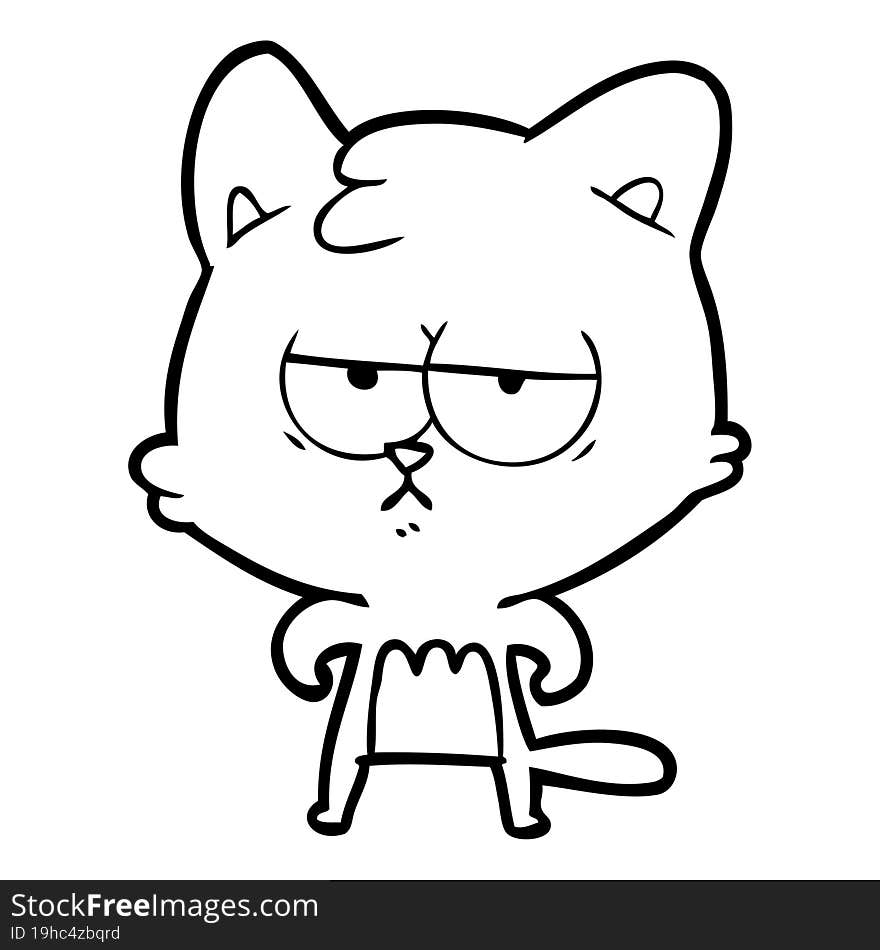 bored cartoon cat. bored cartoon cat