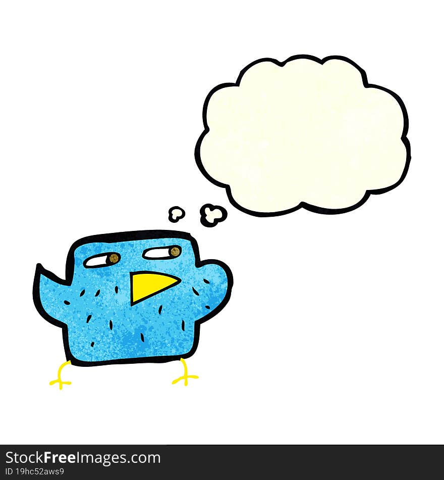 cartoon bird with thought bubble