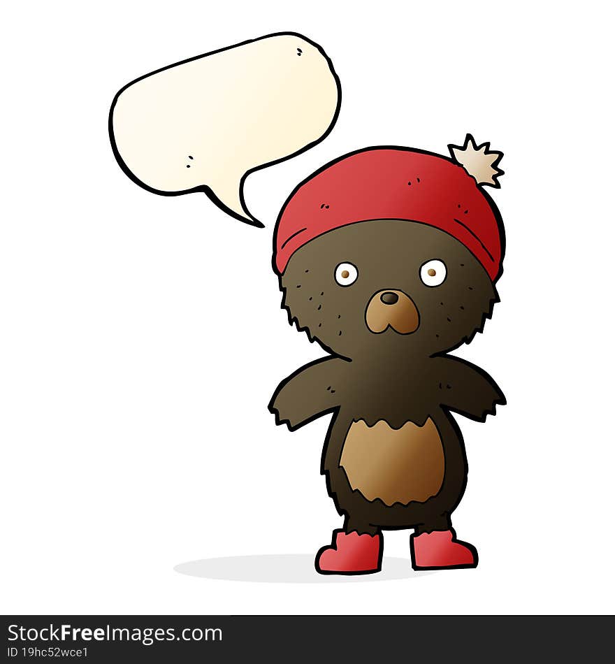 cartoon cute teddy bear with speech bubble