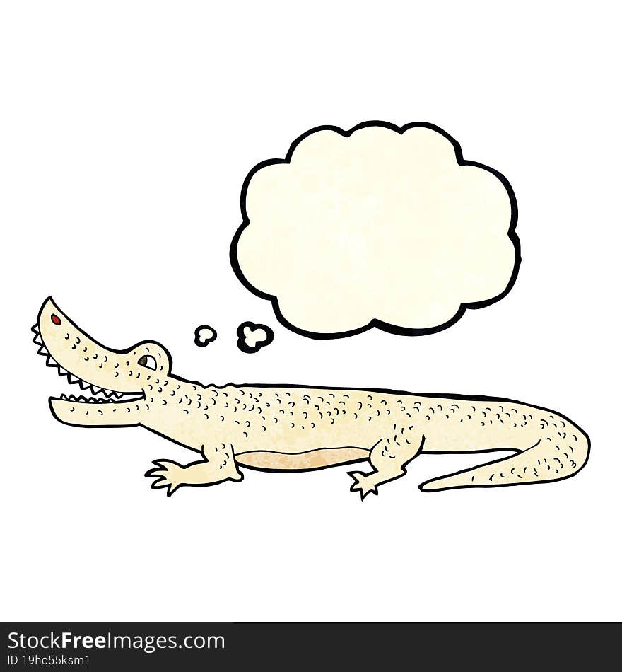 Cartoon Happy Crocodile With Thought Bubble