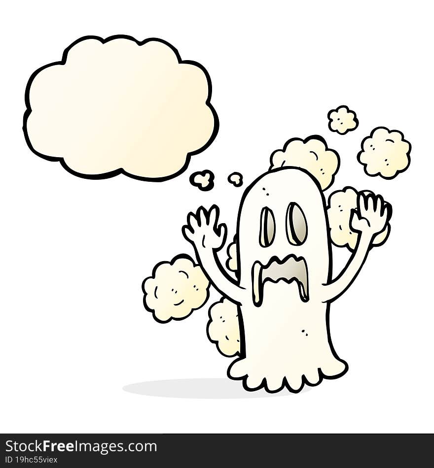 cartoon spooky ghost with thought bubble