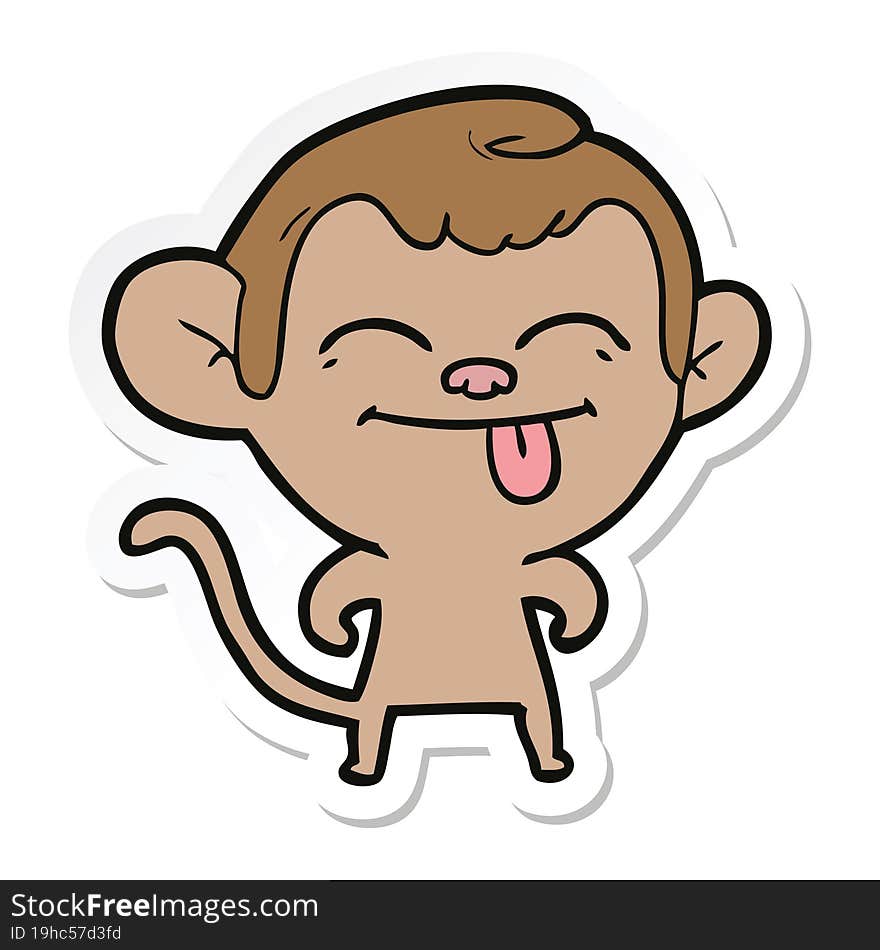 sticker of a funny cartoon monkey