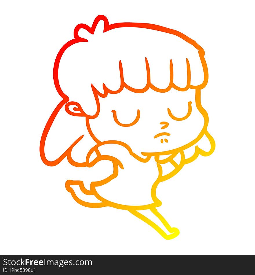 warm gradient line drawing cartoon indifferent woman running