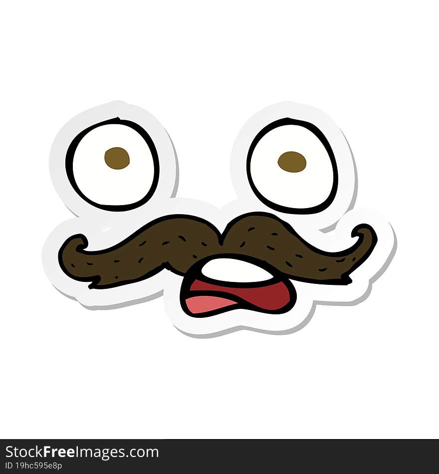 sticker of a cartoon mustache face